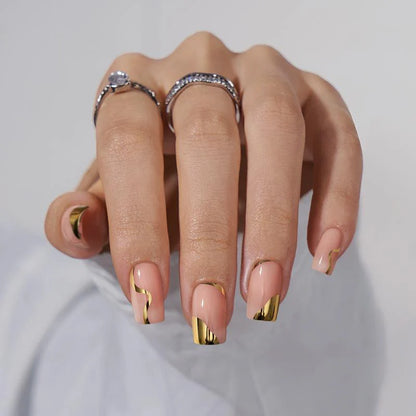 Gold Leaf Square Nails - XCOATPRESS