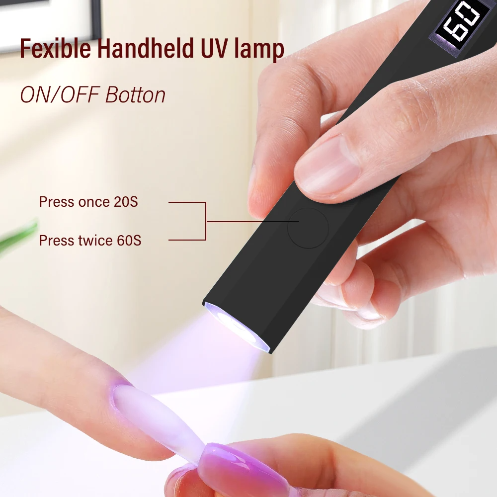 LINMANDA Minicure Handheld UV Light for Gel Nails Portable UV Nail Lamp Rechargeable LED Nail Lamp for Nails Art Desk Stand